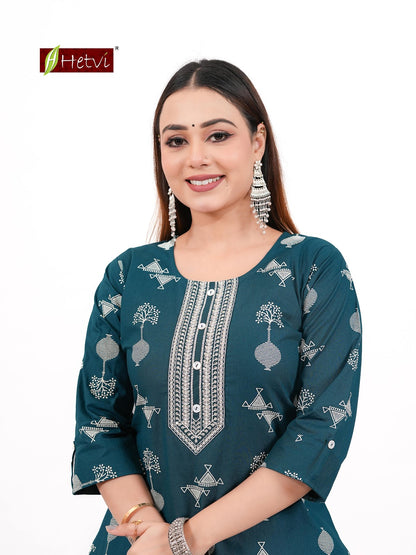 Shikha Hetvi Cotton Kurti Plazzo Set Wholesaler India