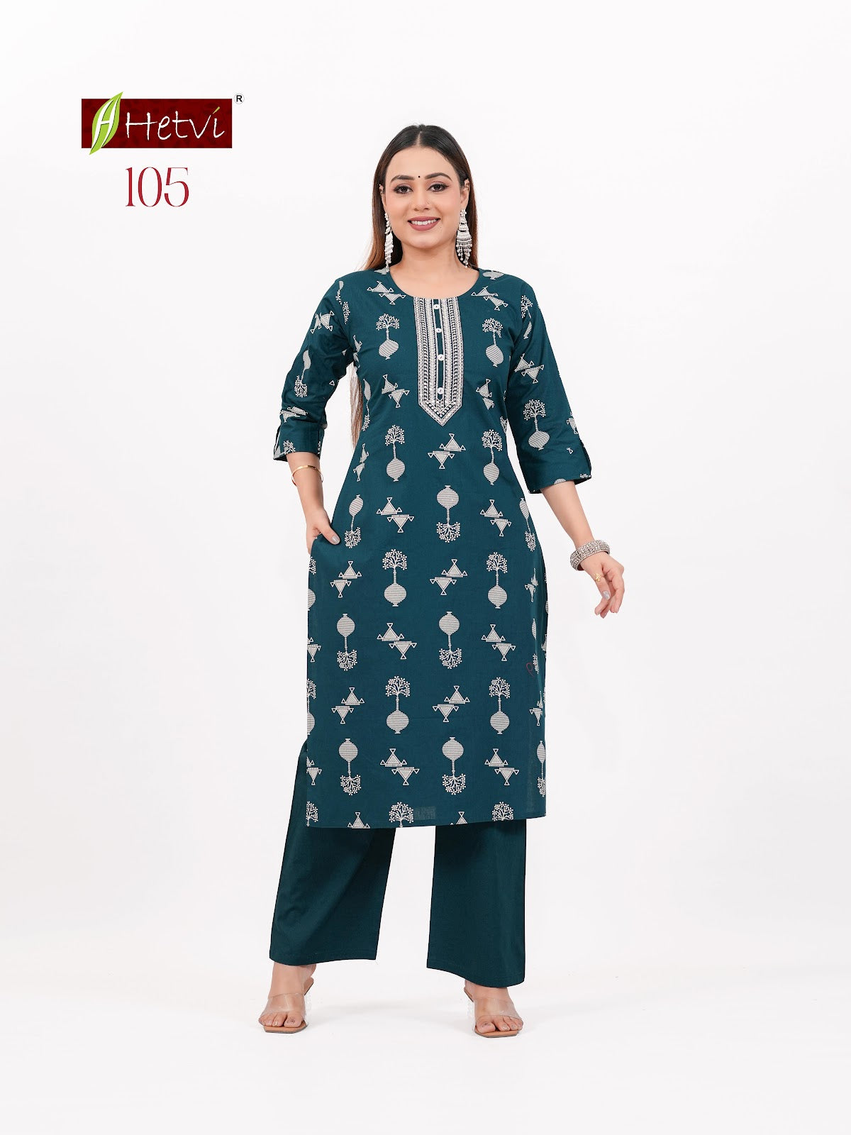 Shikha Hetvi Cotton Kurti Plazzo Set Wholesaler India