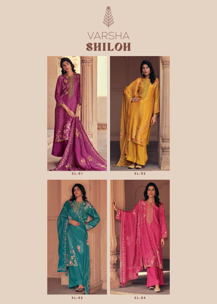 Shiloh Varsha Fashions Russian Silk Plazzo Style Suits Exporter Gujarat