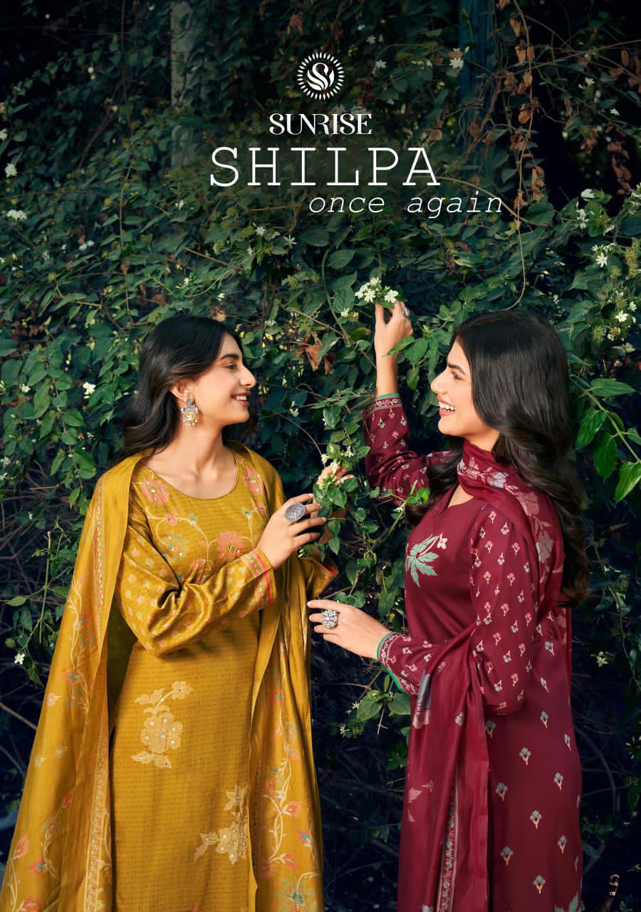 Shilpa Once Again Sunrise Jam Satin Pant Style Suits Wholesale