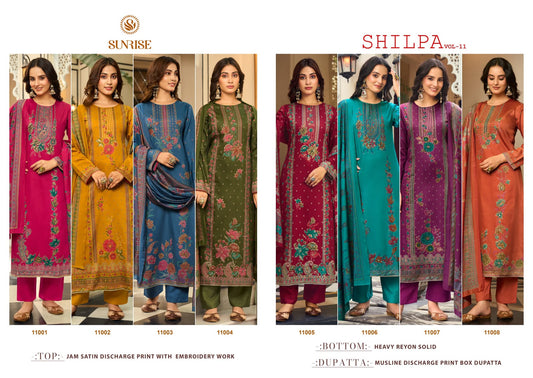 Shilpa Vol 11 Sunrise Jam Satin Pant Style Suits Wholesaler Ahmedabad