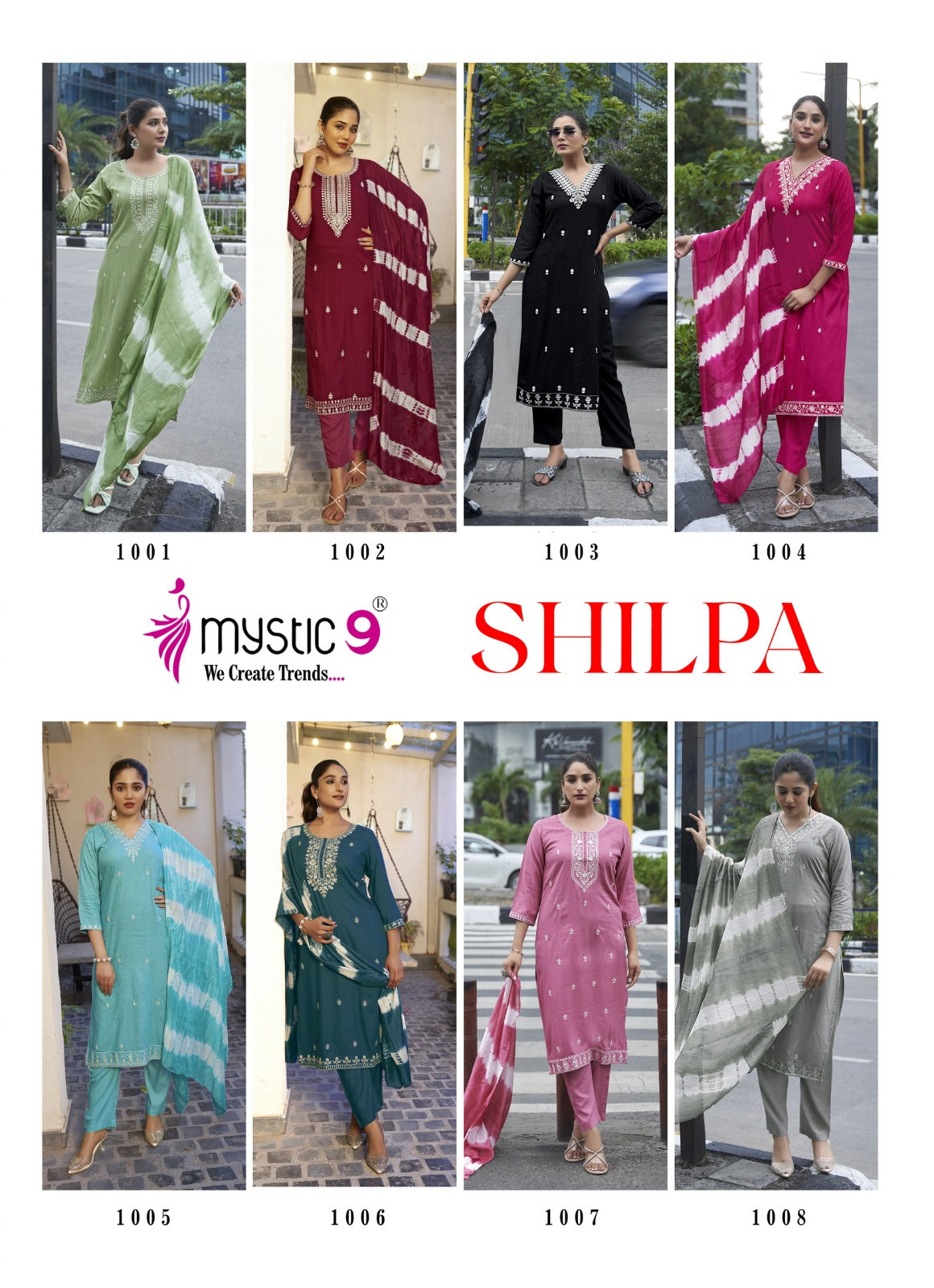 Shilpa Vol 1 Mystic 9 Reyon Readymade Pant Style Suits Wholesaler