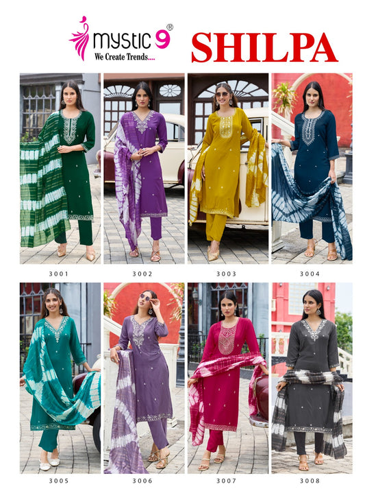 Shilpa Vol 3 Mystic 9 Rayon Readymade Pant Style Suits Supplier