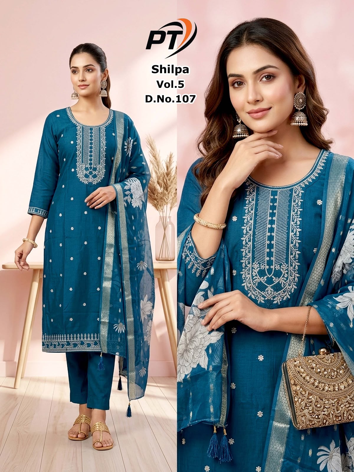 Shilpa Vol 5 Pt Vertical Readymade Pant Style Suits Exporter Gujarat