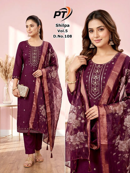 Shilpa Vol 5 Pt Vertical Readymade Pant Style Suits Exporter Gujarat