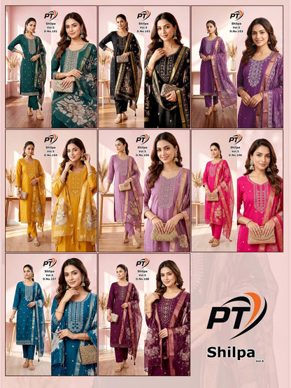 Shilpa Vol 5 Pt Vertical Readymade Pant Style Suits Exporter Gujarat