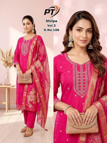 Shilpa Vol 5 Pt Vertical Readymade Pant Style Suits Exporter Gujarat