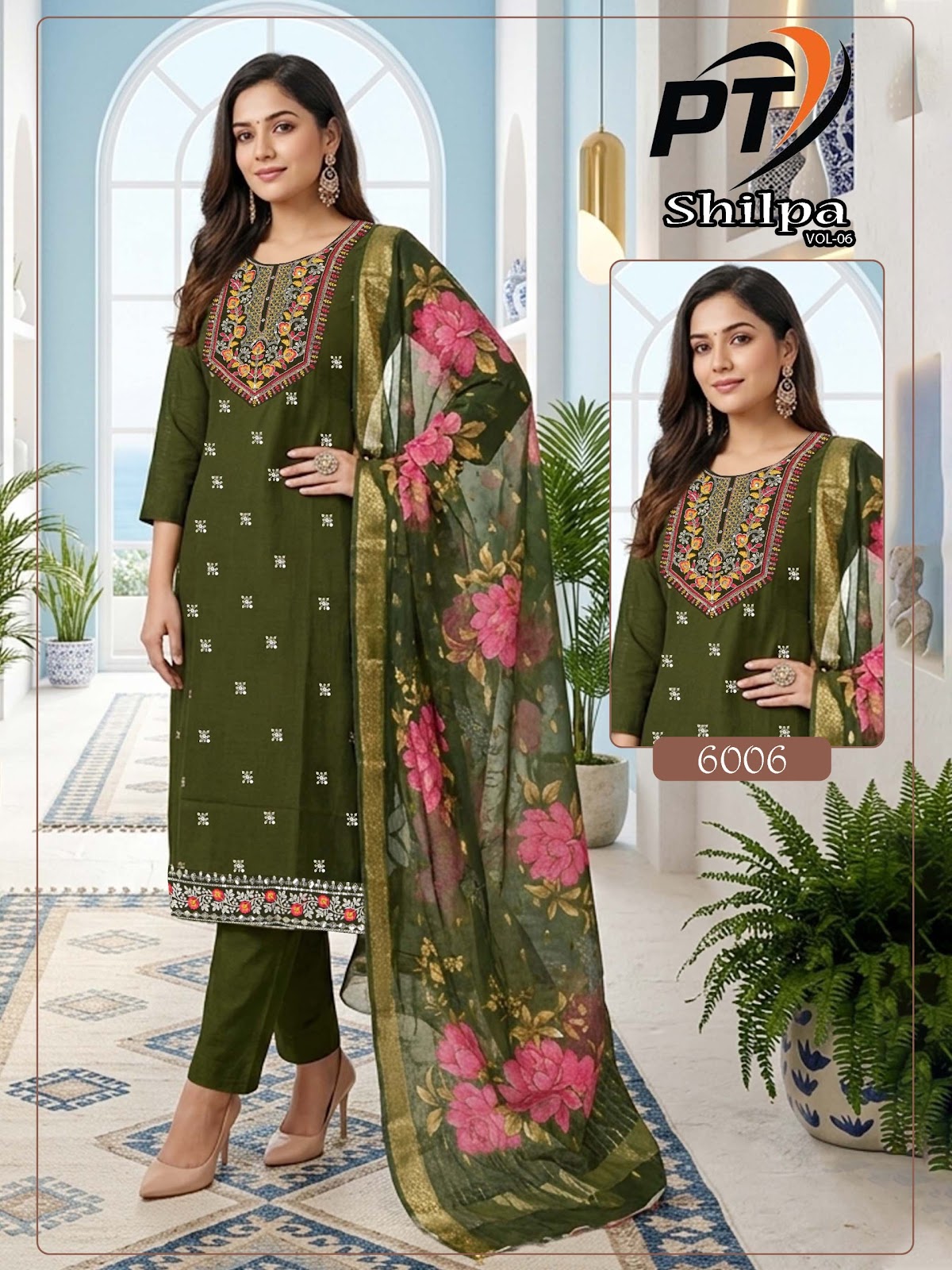 Shilpa Vol 6 Pt Vertical Readymade Pant Style Suits Wholesaler Ahmedabad
