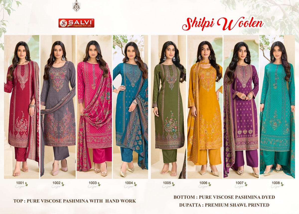 Shilpi Woolen Salvi Fashion Viscose Pashmina Suits Wholesale Price