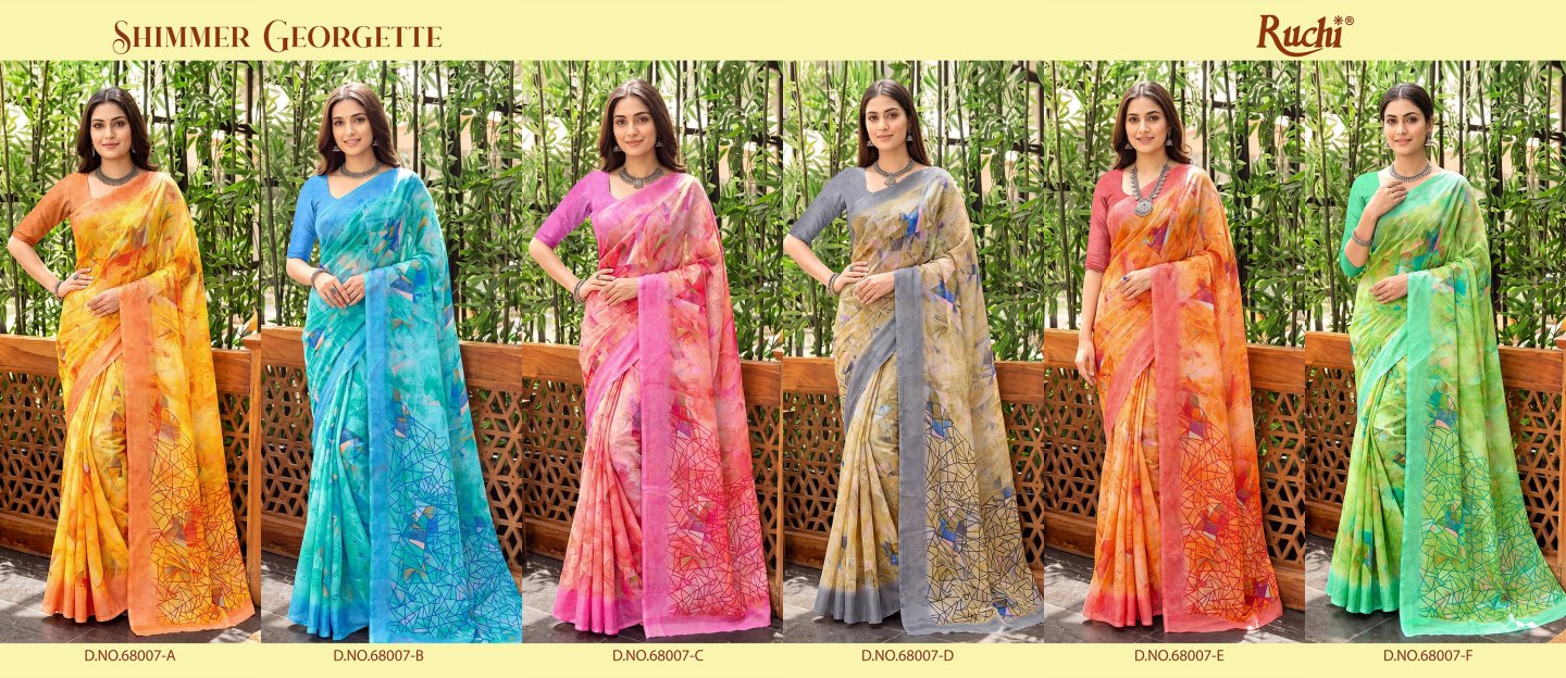 Shimmer Georgette 68007 Ruchi Sarees Wholesaler Gujarat