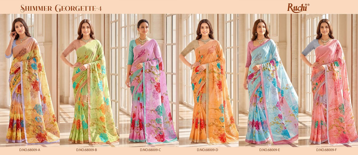 Shimmer Georgette Vol 4 Ruchi Shimmer Georgette Sarees Supplier Gujarat