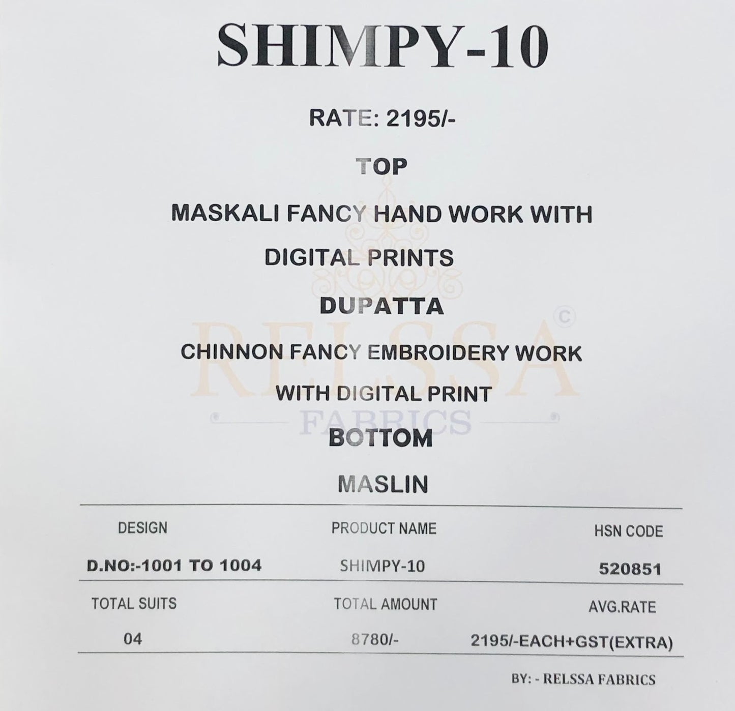 Shimpy 10 Relssa Fabrics Maskali Karachi Salwar Suits Manufacturer India