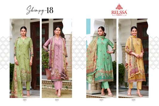 Shimpy 18 Relssa Fabrics Muslin Pant Style Suits Exporter Ahmedabad