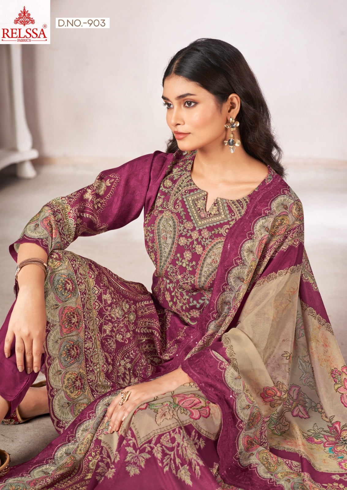 Shimpy 9 Relssa Fabrics Maslin Karachi Salwar Suits Supplier India