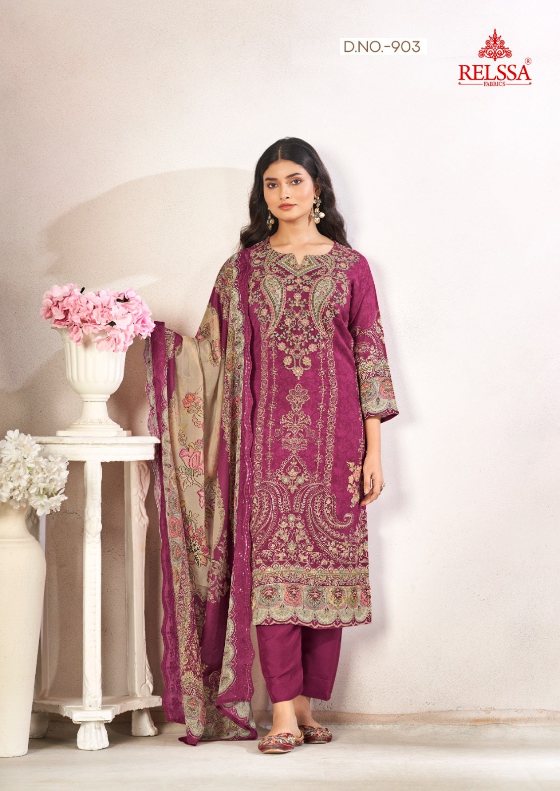 Shimpy 9 Relssa Fabrics Maslin Karachi Salwar Suits Supplier India