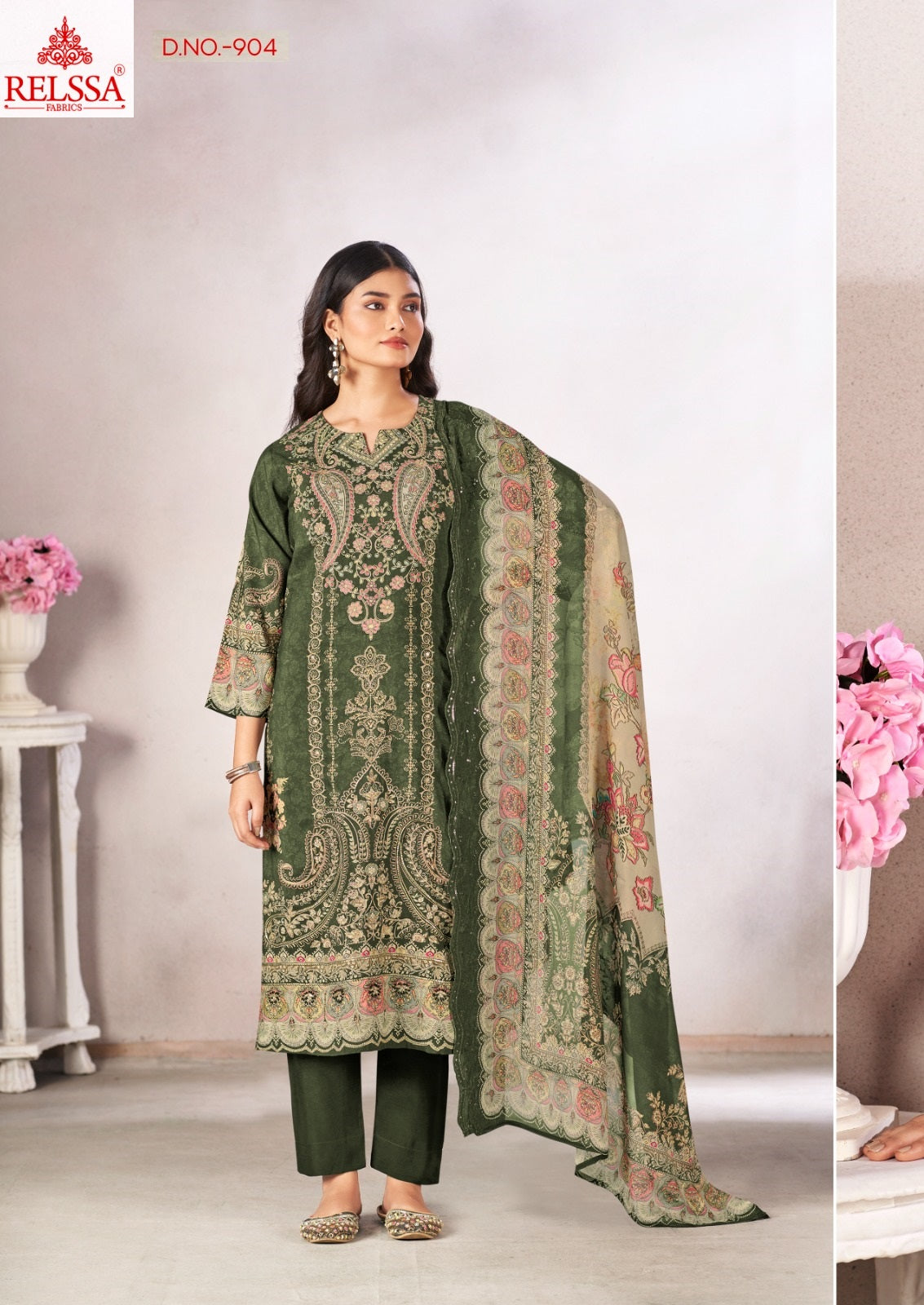 Shimpy 9 Relssa Fabrics Maslin Karachi Salwar Suits Supplier India