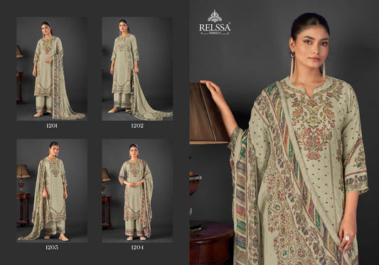 Shimpy Vol 12 Relssa Fabrics Pure Pant Style Suits Wholesaler Ahmedabad