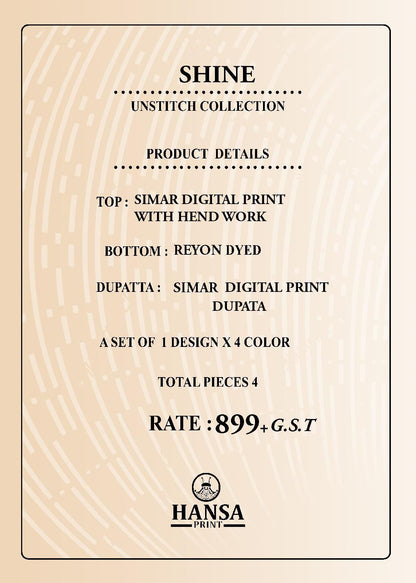 Shine 35018 Hansa Prints Simmer Salwar Suits Manufacturer Ahmedabad