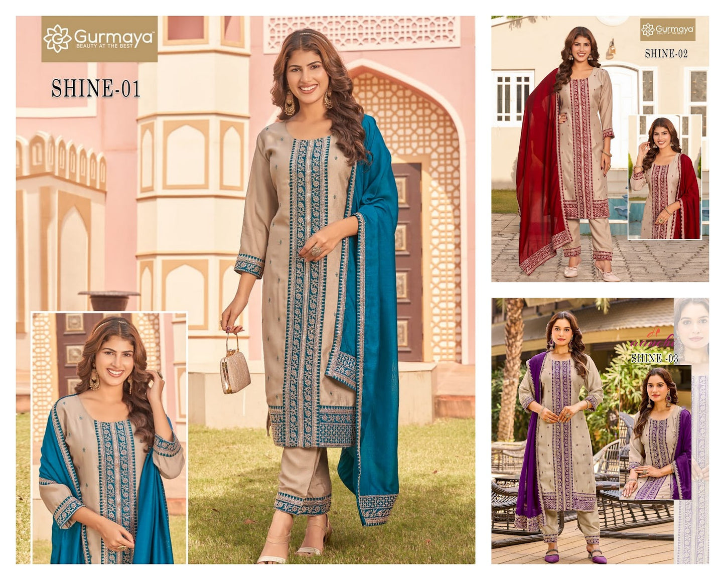 Shine Aanchi Vichitra Silk Readymade Pant Style Suits Wholesaler Ahmedabad