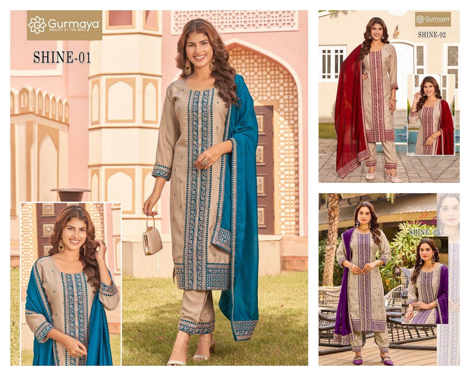 Shine Aanchi Vichitra Silk Readymade Pant Style Suits Wholesaler Ahmedabad