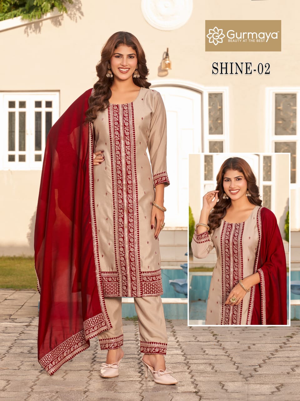 Shine Aanchi Vichitra Silk Readymade Pant Style Suits Wholesaler Ahmedabad