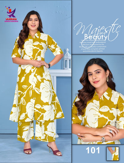 Shine Beauty 5 Mlm Kalash Lifestyle Rayon 17Kg Kurti Plazzo Set Exporter India