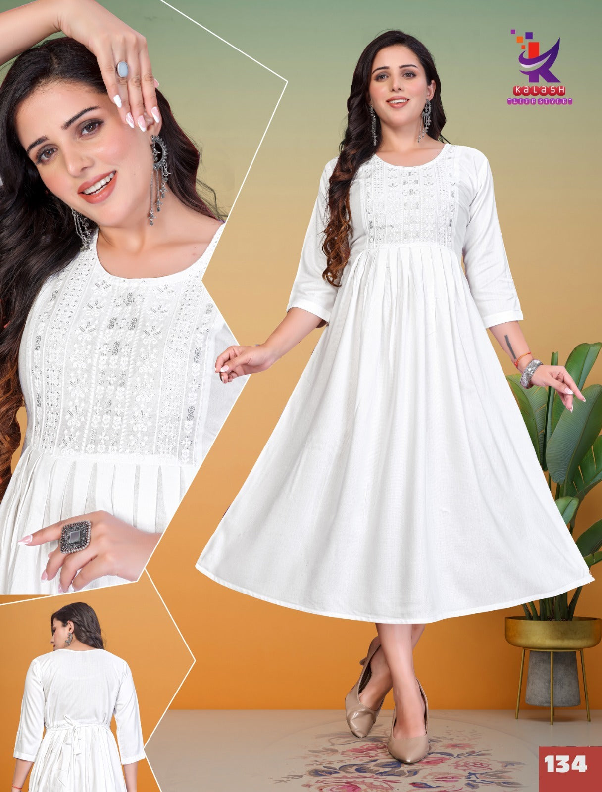 Shine Bright 8 Mlm Kalash Lifestyle Rayon 14Kg Anarkali Kurtis Wholesaler Ahmedabad