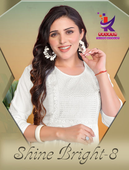 Shine Bright 8 Mlm Kalash Lifestyle Rayon 14Kg Anarkali Kurtis Wholesaler Ahmedabad