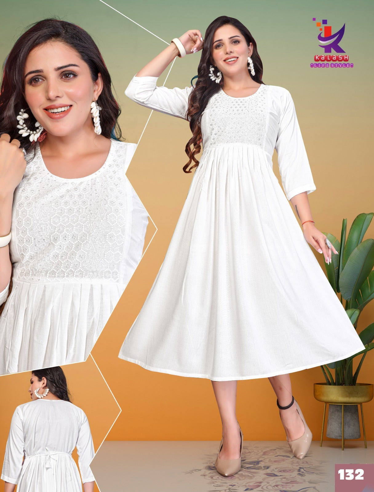 Shine Bright 8 Mlm Kalash Lifestyle Rayon 14Kg Anarkali Kurtis Wholesaler Ahmedabad