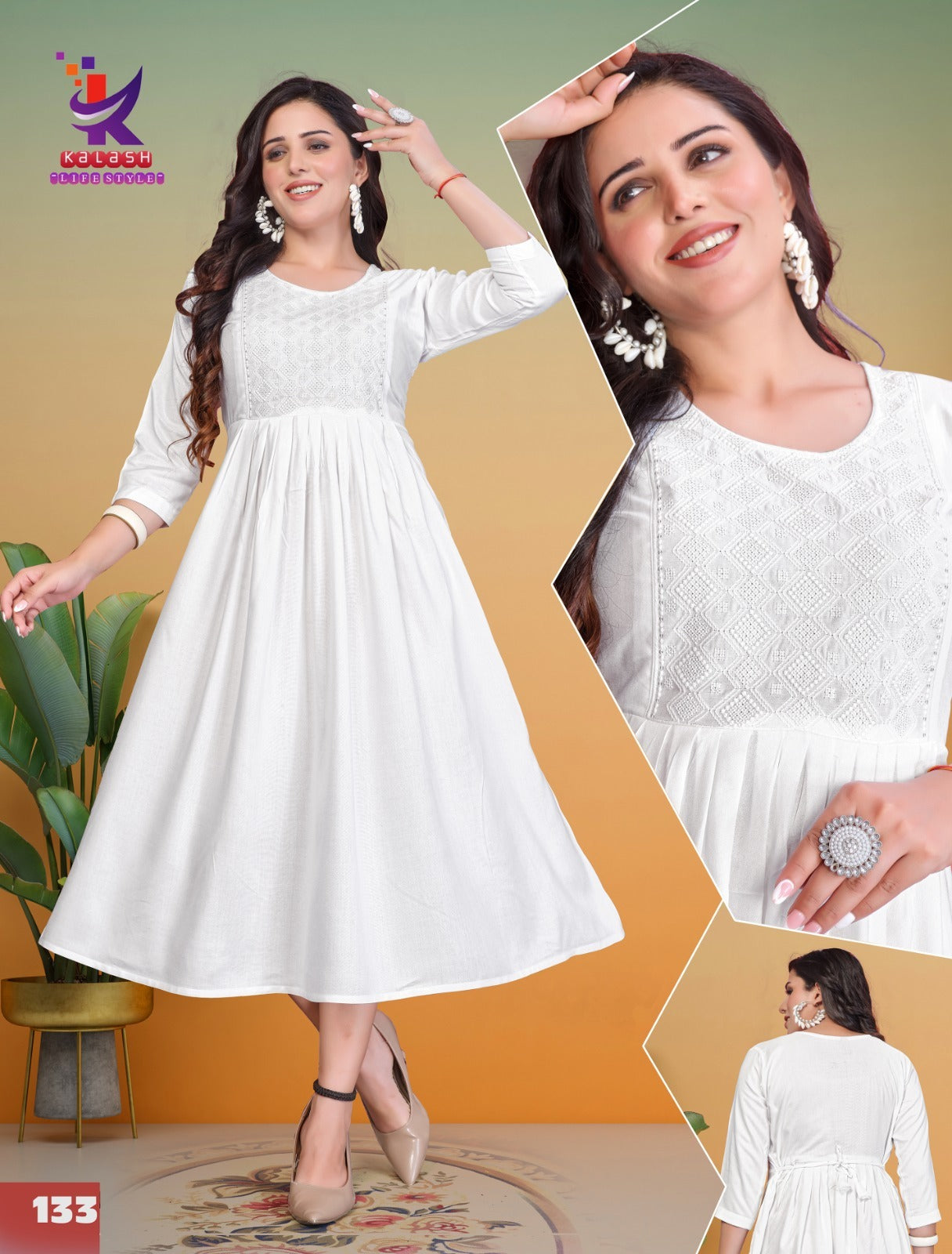 Shine Bright 8 Mlm Kalash Lifestyle Rayon 14Kg Anarkali Kurtis Wholesaler Ahmedabad