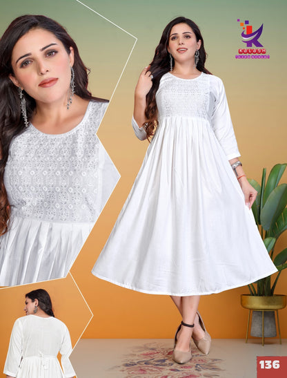 Shine Bright 8 Mlm Kalash Lifestyle Rayon 14Kg Anarkali Kurtis Wholesaler Ahmedabad