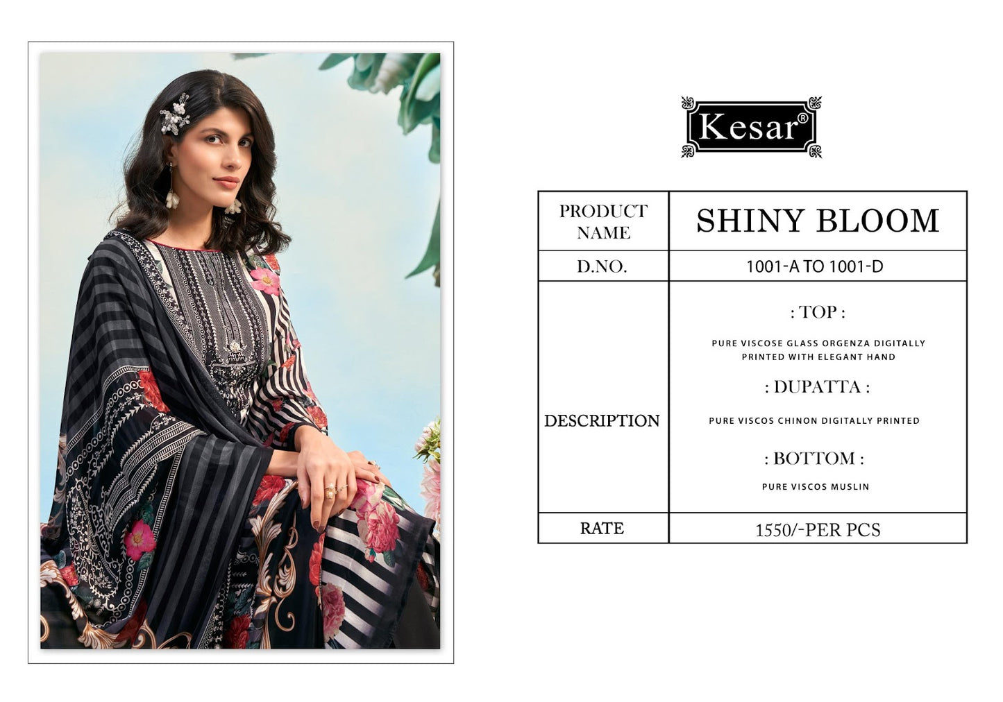 Shiny Bloom Kesar Pure Viscose Pant Style Suits Supplier Gujarat