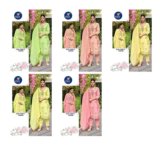 Shipra Vitara Chinon Readymade Pant Style Suits Exporter India