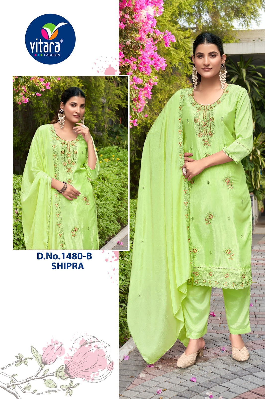 Shipra Vitara Chinon Readymade Pant Style Suits Exporter India