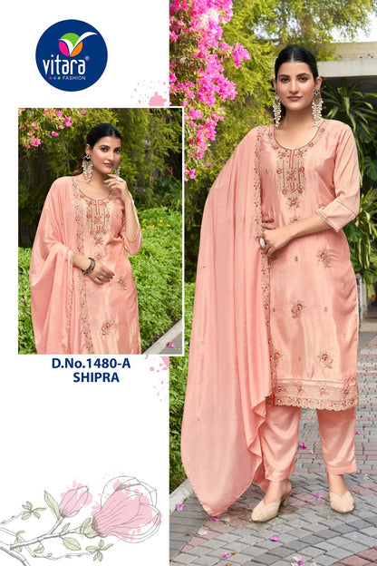 Shipra Vitara Chinon Readymade Pant Style Suits Exporter India
