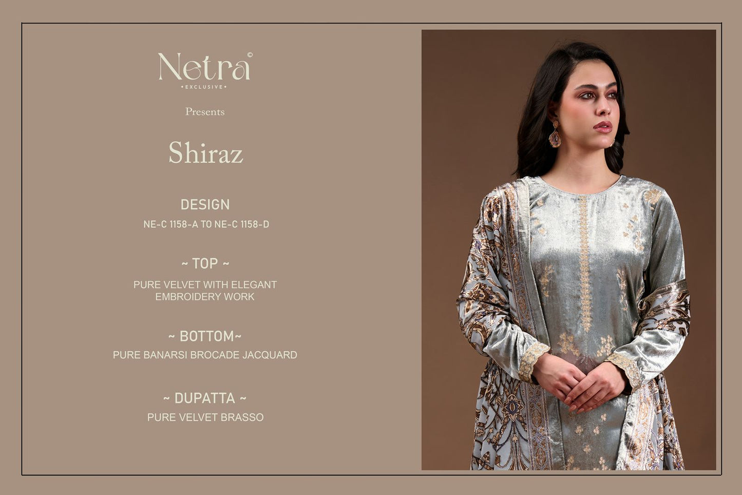 Shiraz Netra Pure Velvet Suits Wholesaler India