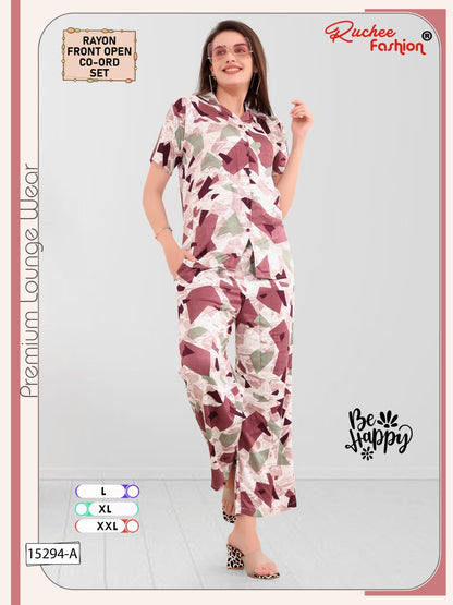 Shirt Style 1007 Ruchee Fashion Rayon Co Ord Set Wholesale Price