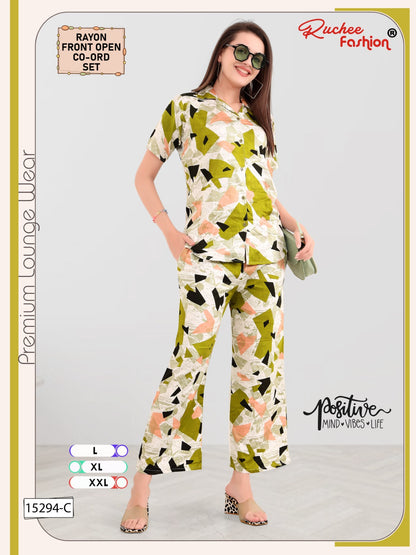 Shirt Style 1007 Ruchee Fashion Rayon Co Ord Set Wholesale Price