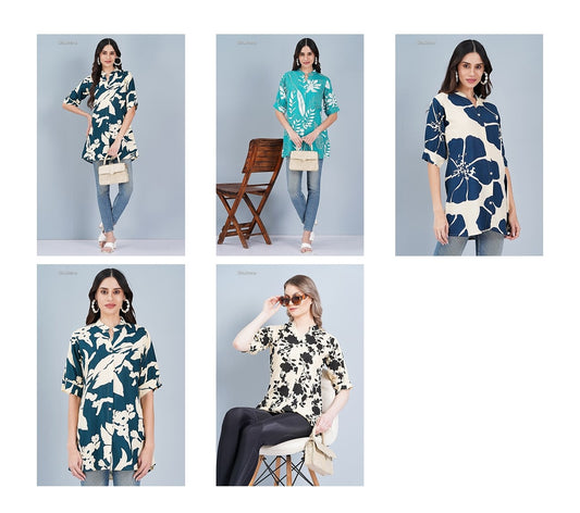 Shirt Style Shukrana Rayon Designer Long Top Exporter Ahmedabad