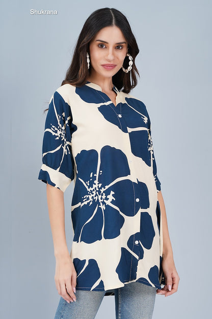 Shirt Style Shukrana Rayon Designer Long Top Exporter Ahmedabad