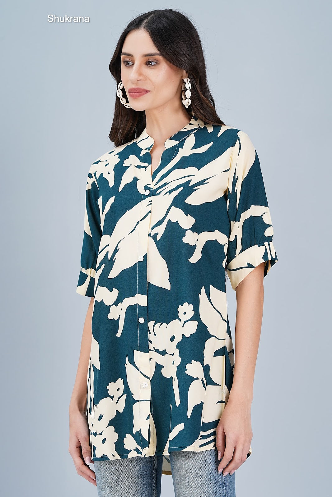 Shirt Style Shukrana Rayon Designer Long Top Exporter Ahmedabad