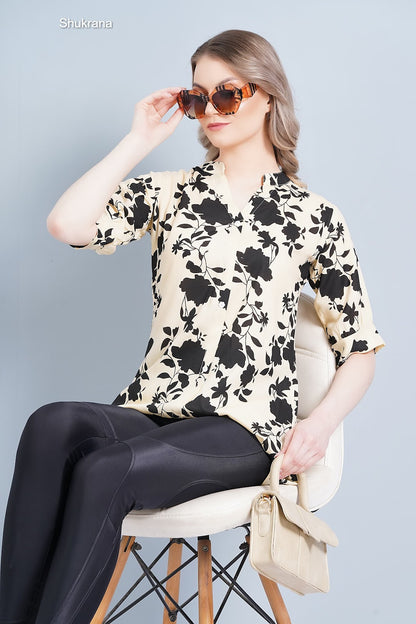 Shirt Style Shukrana Rayon Designer Long Top Exporter Ahmedabad