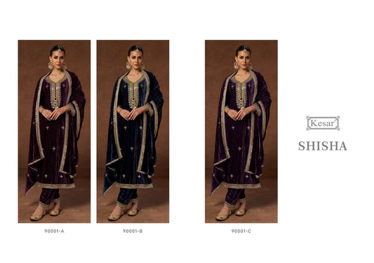 Shisha 90001 Kesar Crush Velvet Suits Exporter India