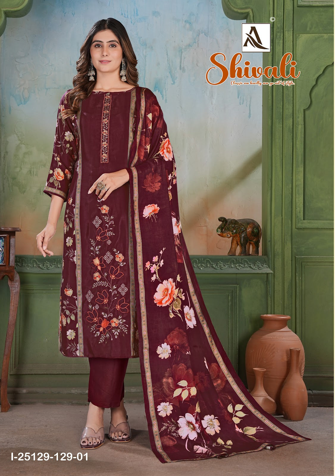 Shivali Alok Viscose Muslin Karachi Salwar Suits Wholesaler India