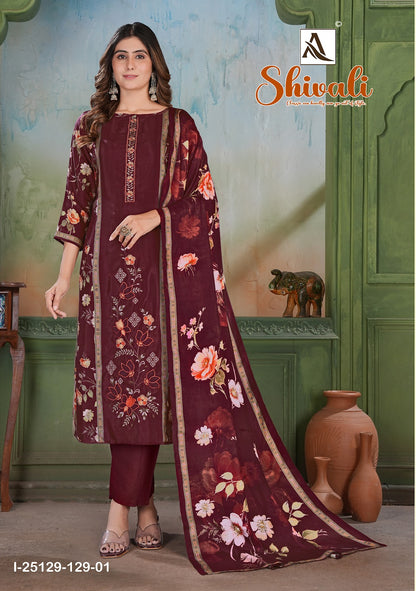 Shivali Alok Viscose Muslin Karachi Salwar Suits Wholesaler India