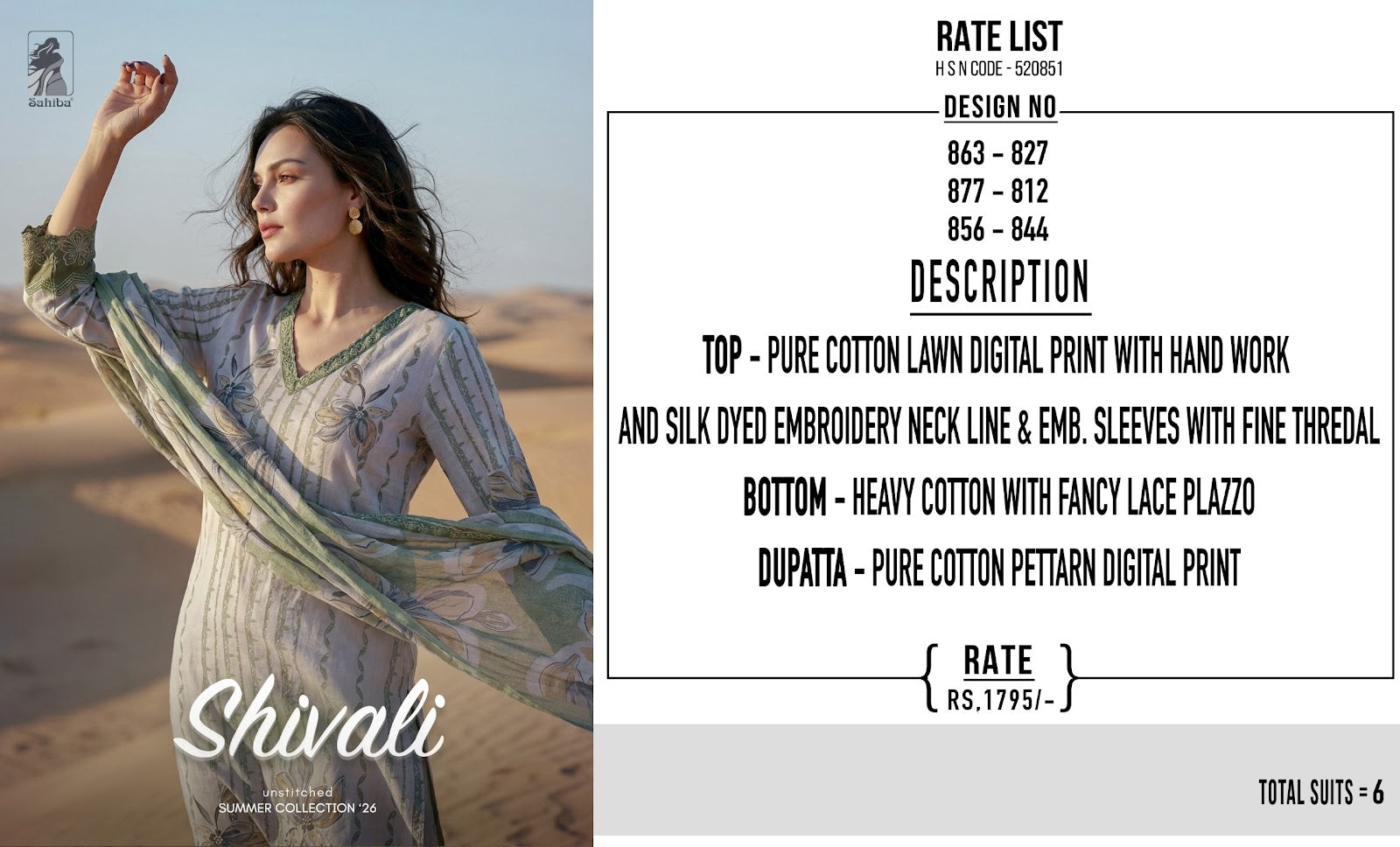 Shivali Sahiba Cotton Lawn Pant Style Suits Wholesaler