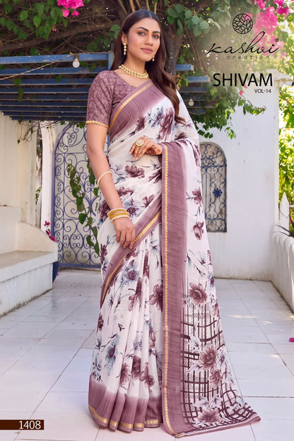 Shivam Vol 14 Kashvi Creation Dull Moss Sarees Supplier Ahmedabad
