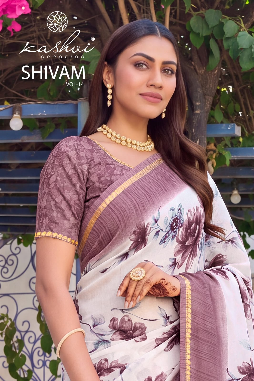 Shivam Vol 14 Kashvi Creation Dull Moss Sarees Supplier Ahmedabad
