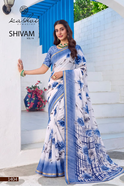Shivam Vol 14 Kashvi Creation Dull Moss Sarees Supplier Ahmedabad