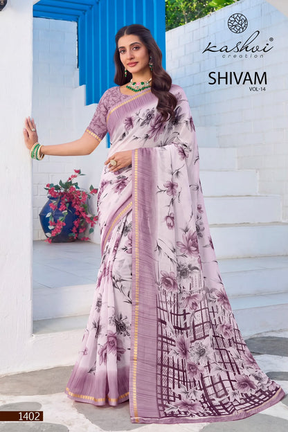 Shivam Vol 14 Kashvi Creation Dull Moss Sarees Supplier Ahmedabad